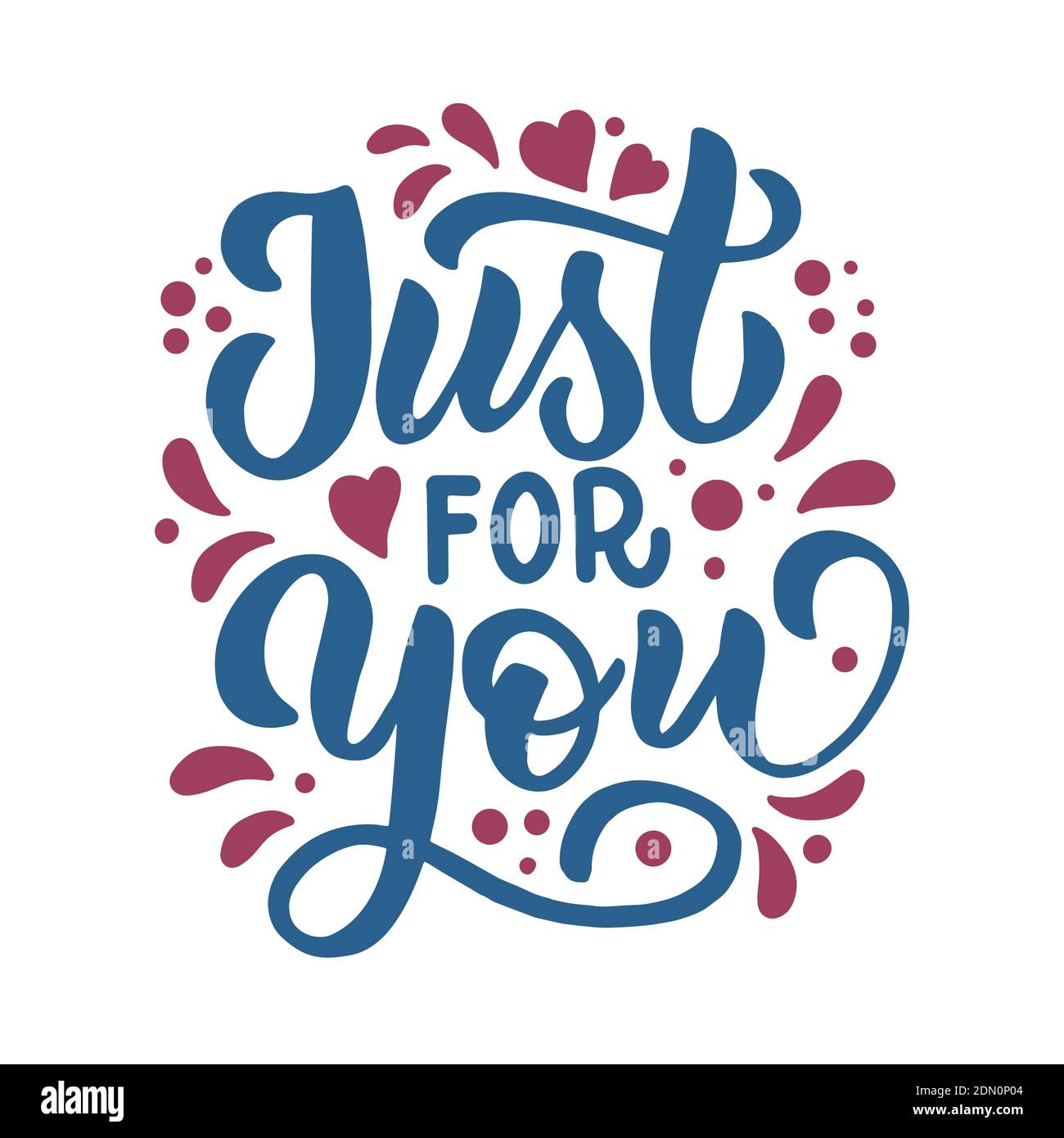 Composizione scritta disegnata a mano per valentines day - solo per voi - per la progettazione di cartoline, poster, striscioni, copertine per notebook, stampe per t Illustrazione Vettoriale