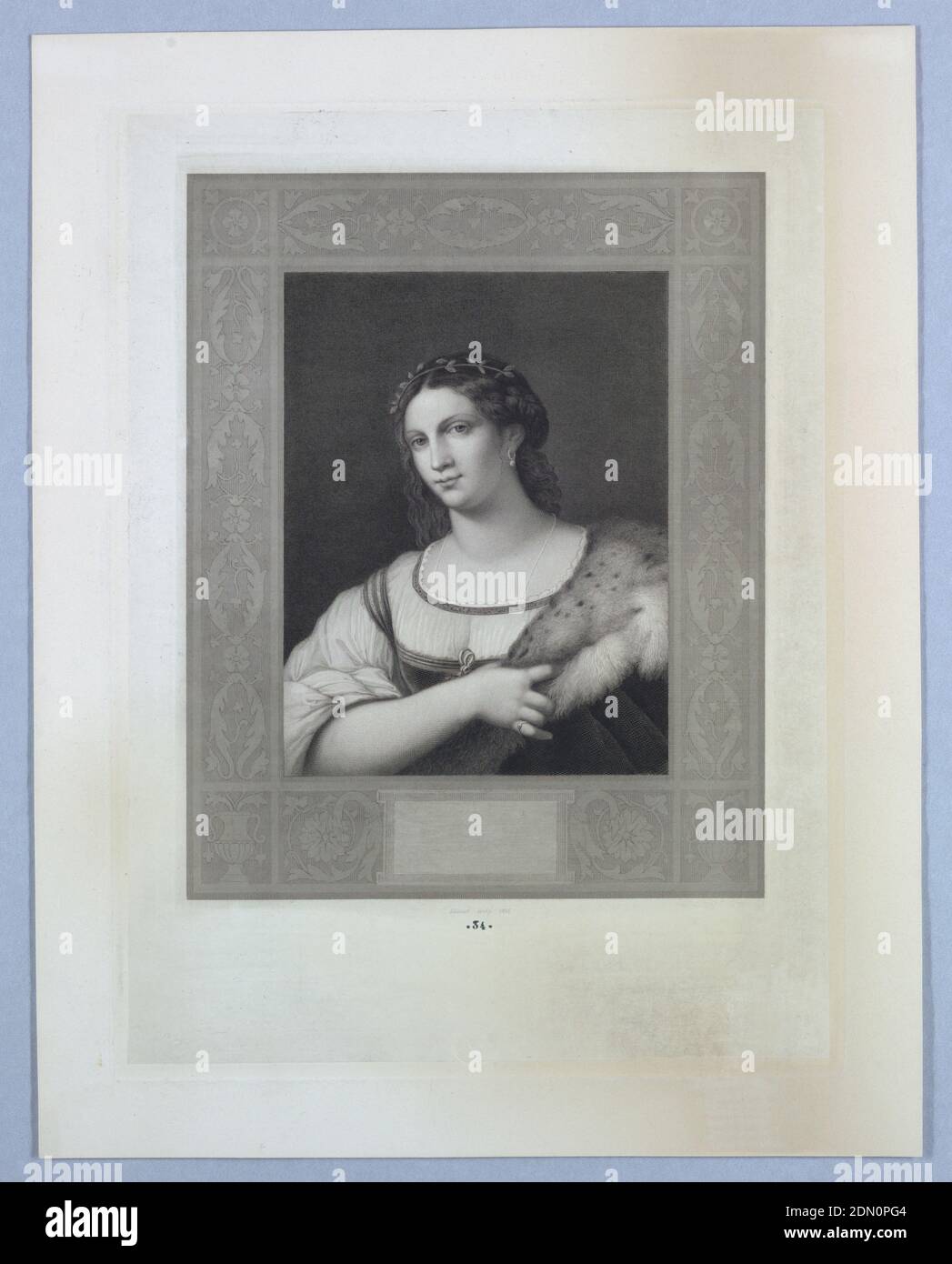 Ritratto di una donna in pelliccia, Europa, 1849, Stampa Foto Stock