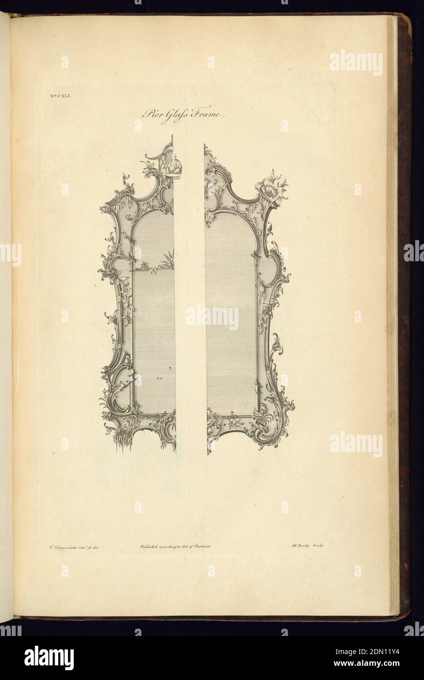 The Gentleman's e Cabinet-Maker's Director, Etching on off-white Laped paper, Inghilterra, 1755, Furniture, Print Foto Stock