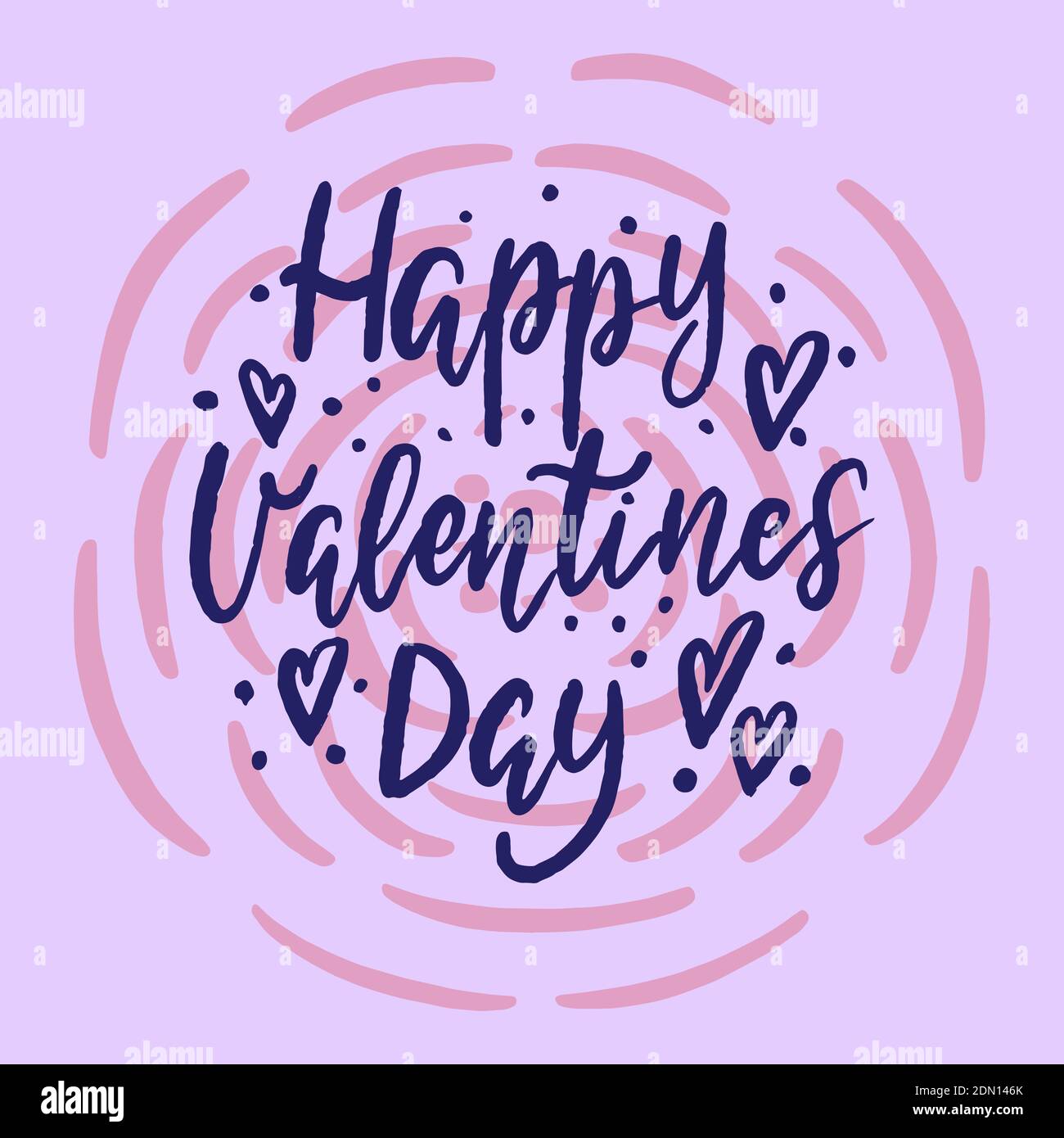 Iscrizione festiva - Happy valentines day - su sfondo rosa, in grafica vettoriale . Per la progettazione di cartoline, poster, striscioni, stampe per t Illustrazione Vettoriale