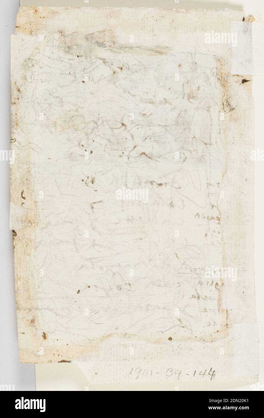 Morte della Donna di Sestos, dalla Storia Naturale di Plinio, libro 10, ch. 6; sotto: Iscrizione che elenca gli animali presenti in una serie di immagini di caccia, e l'elenco degli articoli di abbigliamento, Jan van der Straet, chiamato Stradanus, Flemish, 1523–1605, penna e inchiostro, pennello e marrone lavaggio su carta depressa, la cremazione che ha luogo al centro della composizione. Personaggi seduti e in piedi in primo piano. L'aquila che è stata allevata dalla donna morta di Sestos si getta sulla sua pira funeraria e viene consumata con il suo corpo. Da Plinio il Vecchio, Libro di Storia Naturale X, ch 6., Italia, ca. 1600, figure, disegno Foto Stock