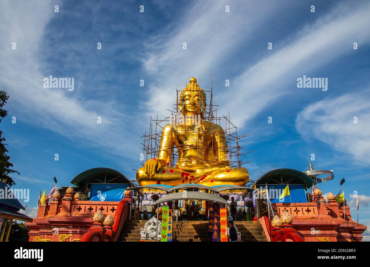 Provincia di Chiang Rai Thailandia Sud-est asiatico, Buddha d'oro vicino al triangolo d'oro Foto Stock