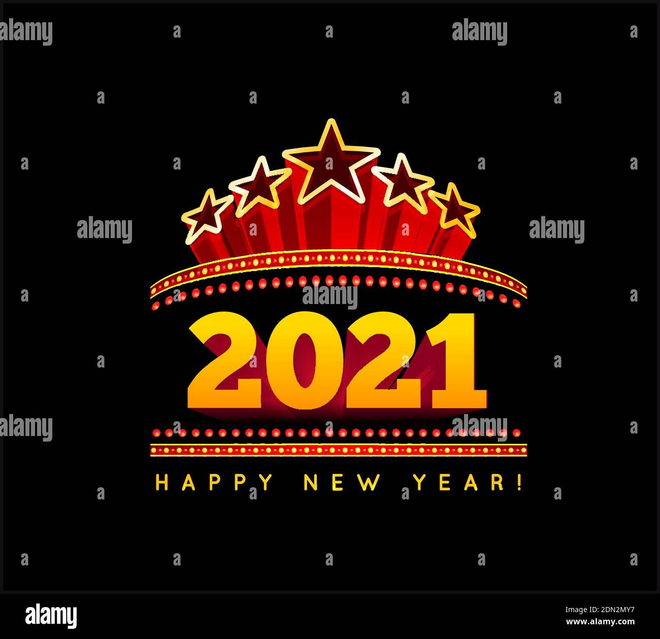 Nuovo anno 2021. Illustrazione vettoriale su sfondo nero Illustrazione Vettoriale