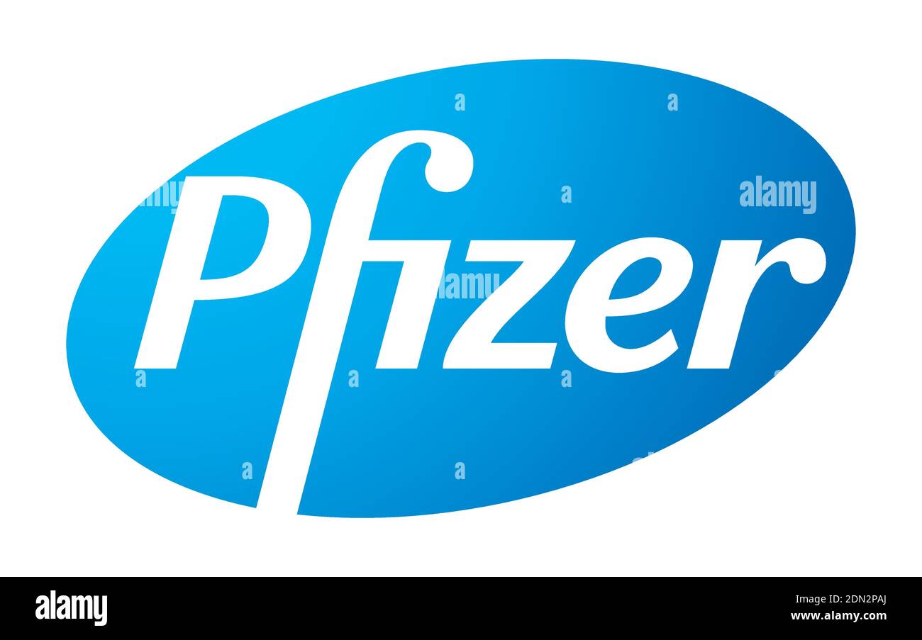 Pfizer Vector Logo - Latest Blue Color - Società farmaceutica americana che ricerca e sviluppo di vaccini e prodotti medicali. Laboratorio di farmacia Illustrazione Vettoriale