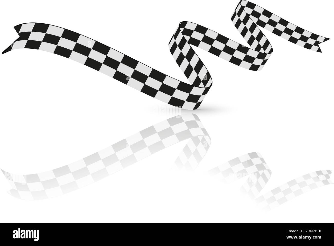 Bandiera da corsa a scacchi, nastro. Illustrazione vettoriale su sfondo bianco Illustrazione Vettoriale