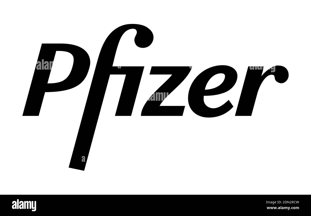 Pfizer Vector Logo - Black Color Silhouette - Società farmaceutica americana che ricerca e sviluppo di vaccini e prodotti medicali. Pharma Illustrazione Vettoriale
