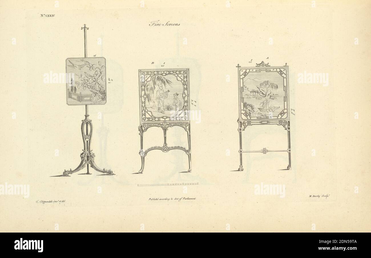 The Gentleman's e Cabinet-Maker's Director, Etching on off-white Laped paper, Inghilterra, 1755, Furniture, Print Foto Stock