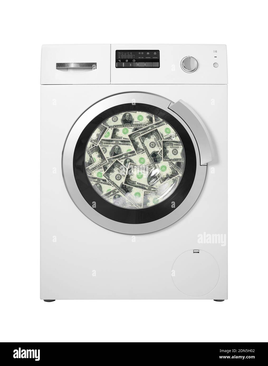 Elettrodomestici - lavatrice per lavare le banconote in dollari uno sfondo  bianco Foto stock - Alamy