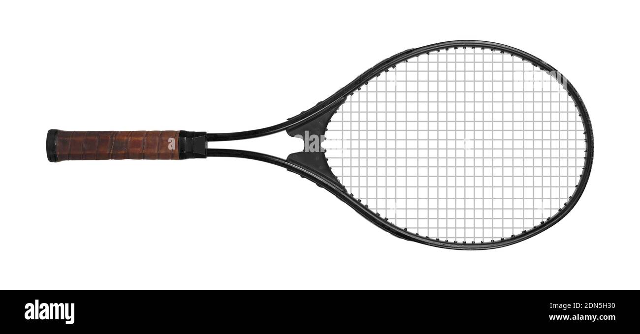 Attrezzature sportive - Racchette da tennis isolate su sfondo bianco. Foto Stock