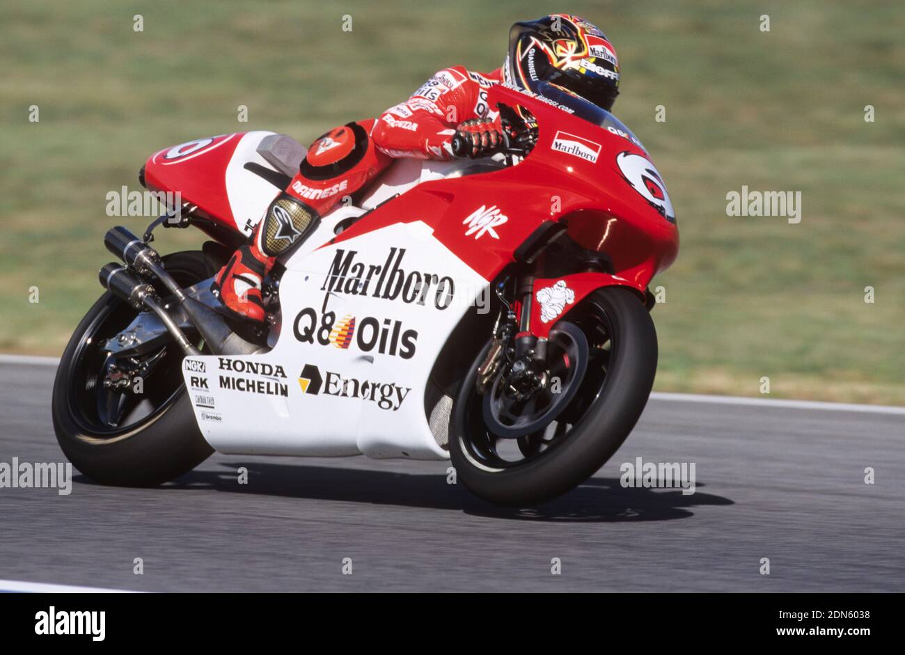 Max Biaggi, (ITA) Honda 500, vincitore del Gran Premio di Catalunya 1998, Barcellona Foto Stock