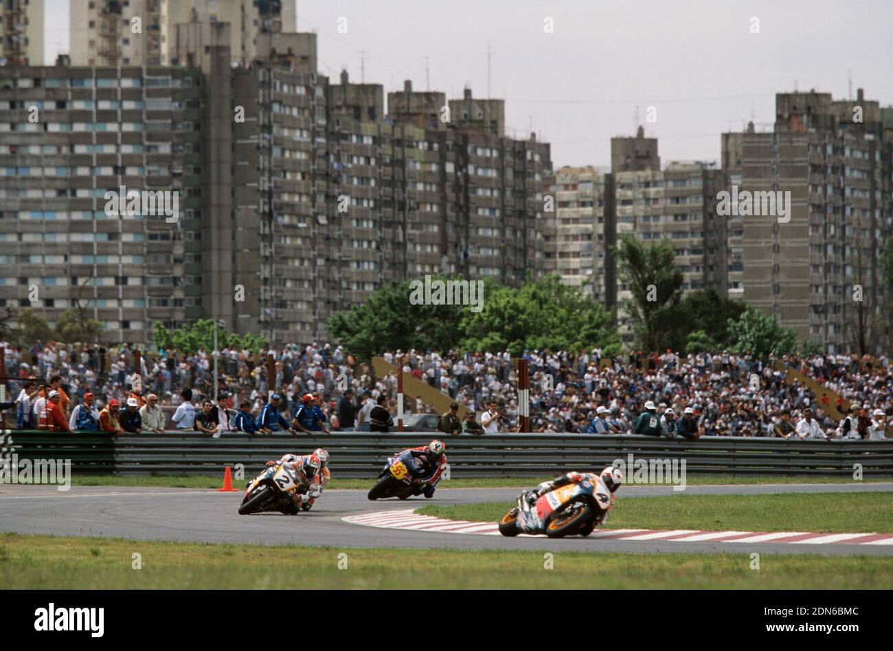 Alex Criville, Tadayuki Okada, Regis Laconi, GP Argentina 1998, Buenos aires Foto Stock