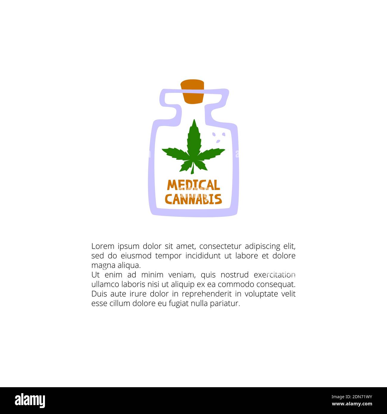 Vetro con cannabis medica con scritta posta Illustrazione Vettoriale