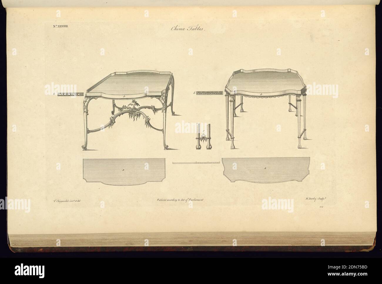 The Gentleman's e Cabinet-Maker's Director, Etching on off-white Laped paper, Inghilterra, 1755, Furniture, Print Foto Stock