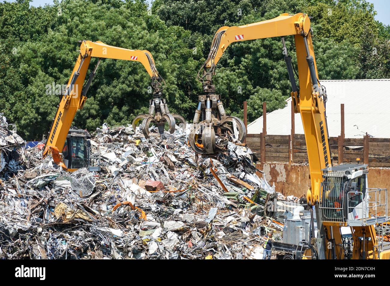Centro di riciclaggio di rottami metallici, depositi di rottami a Londra Inghilterra Regno Unito Foto Stock