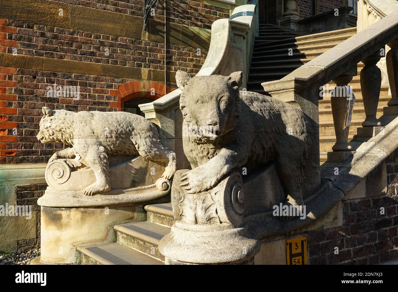 Sculture animali all'ingresso del Sedgwick Museum of Earth Sciences, Cambridge Cambridgeshire England United Kingdom Foto Stock