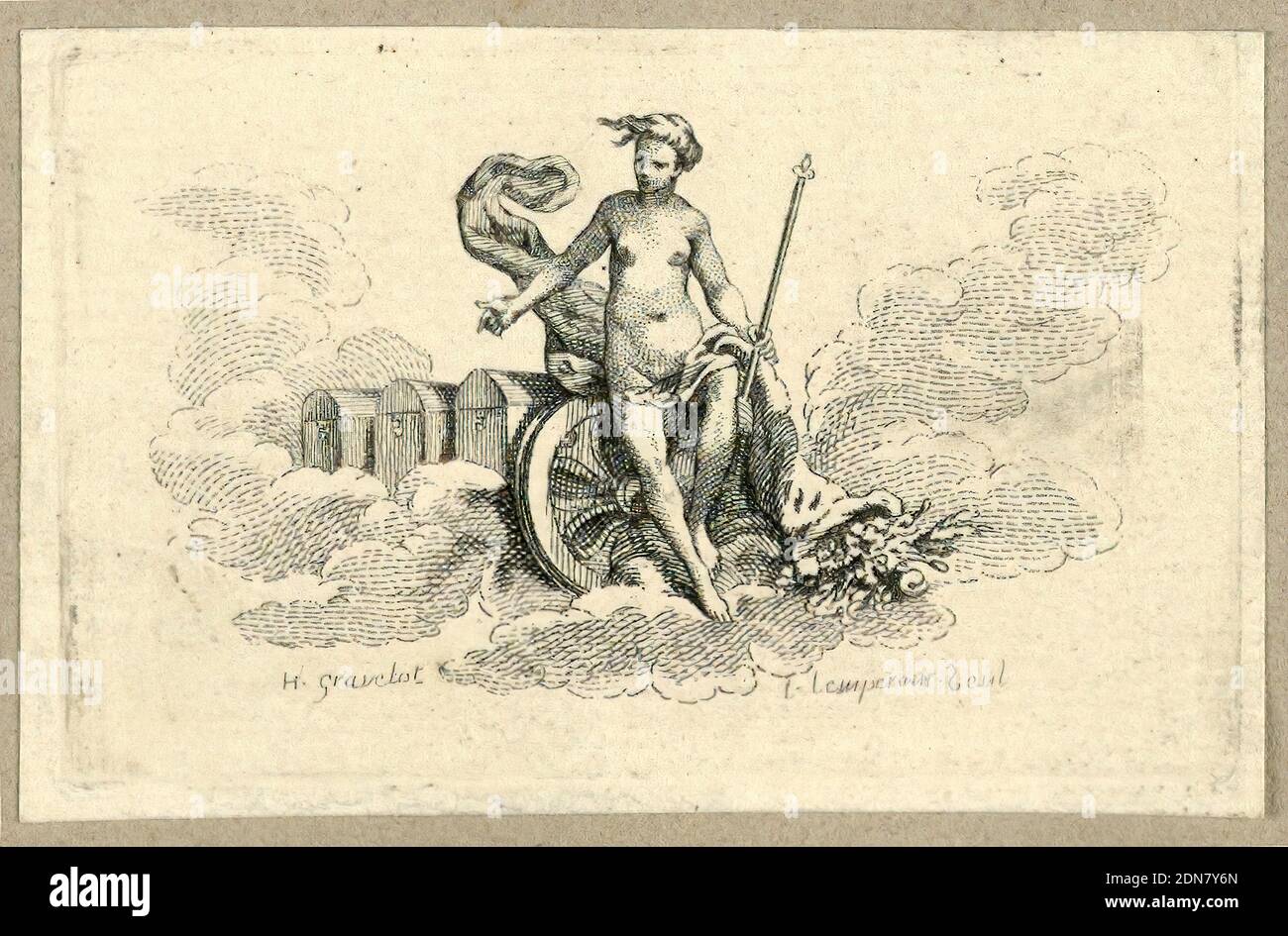 Fortune, Gravelot, francese, 1699 - 1773, attivo in Inghilterra, Louis-Simon Lempereur, francese, 1728 - 1808, incisione su carta, Francia, 1760-1761, Stampa Foto Stock