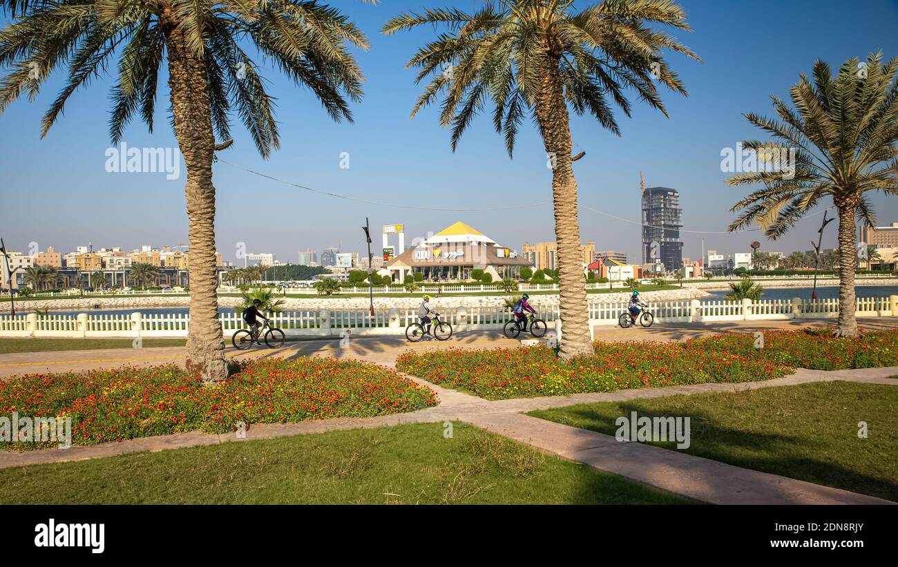 Vista mattutina in Alkhobar Corniche Arabia Saudita. Foto Stock