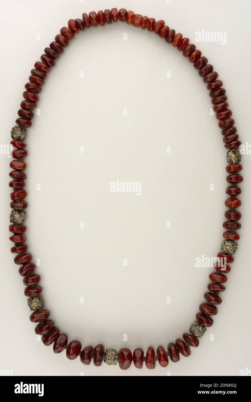 Collana, Ambra, argento, tacchino, Persia, ca. 1870, gioielli, arti decorative, Collana Foto Stock