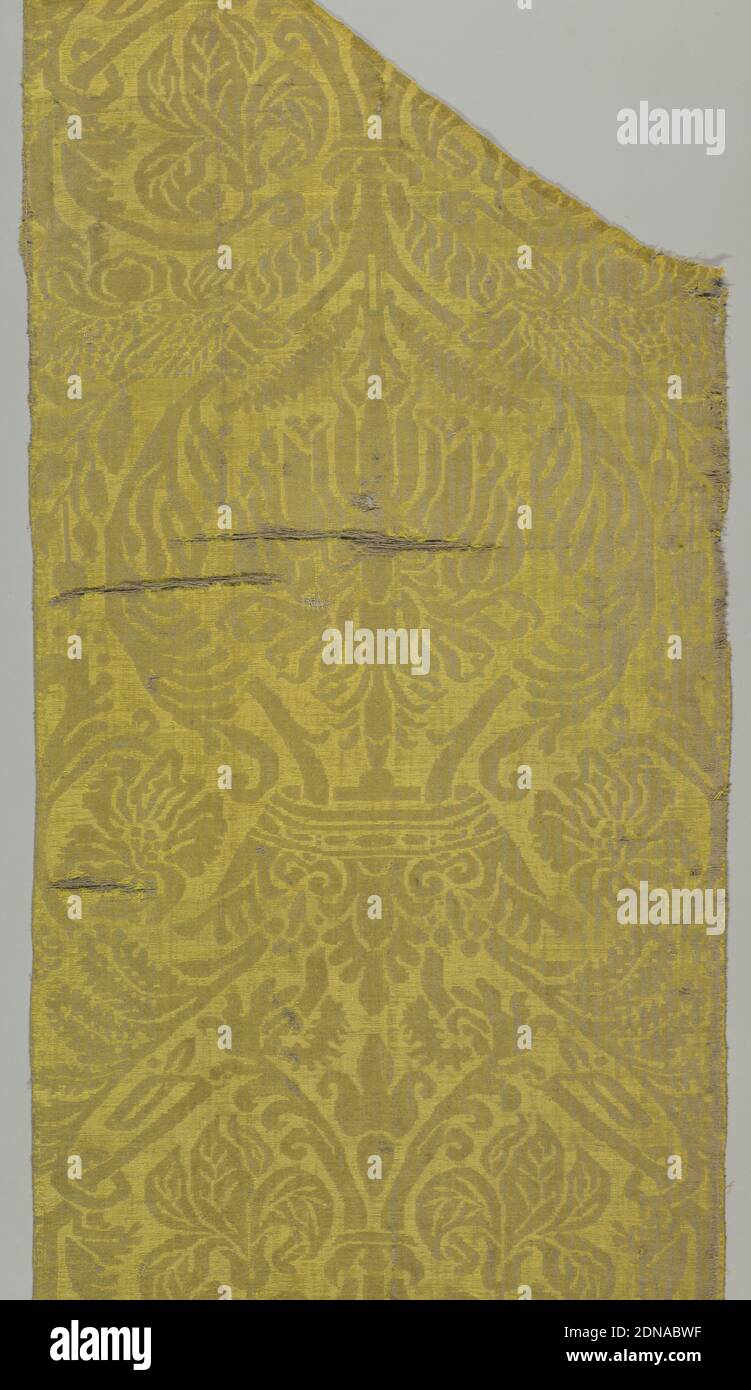 Frammento, medio: Seta, lino, XVII secolo, tessuti, frammento Foto Stock