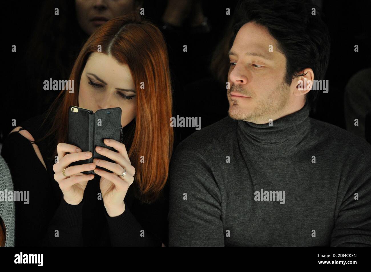 Elodie Frege e Aurelien Storny in prima fila per la collezione Guy Laroche Autunno-Inverno 2015/2016 Ready-to-Wear che si è tenuta al Grand Palais di Parigi, in Francia, il 04 marzo 2015. Foto di Aurore Marechal/ABACAPRESS.COM Foto Stock