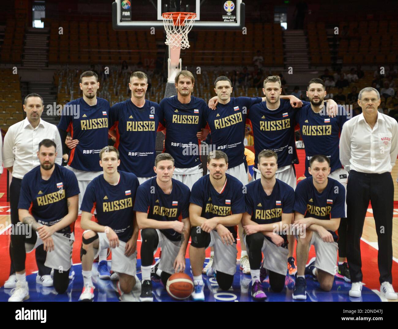 Russia Basketball Nazionale Team. Coppa del mondo di pallacanestro FIBA Cina 2019. Primo turno Foto Stock