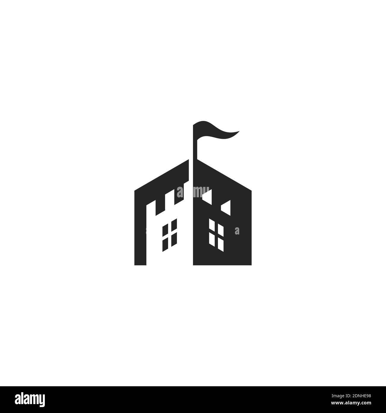 simbolo design logo icona castello modello ispirazione. Illustrazione Vettoriale