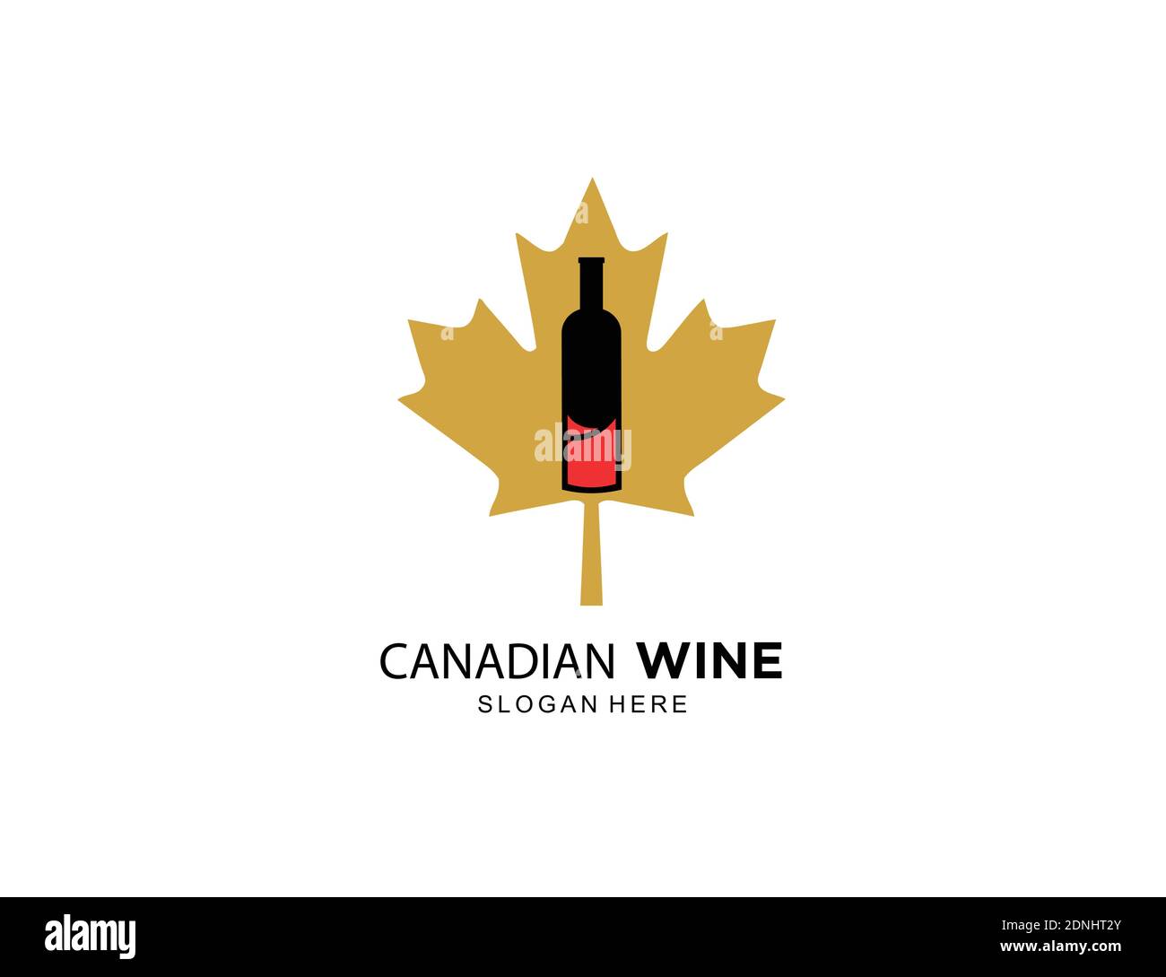 Vino canadese o acero con logo d'autunno d'oro ispirazione Illustrazione Vettoriale