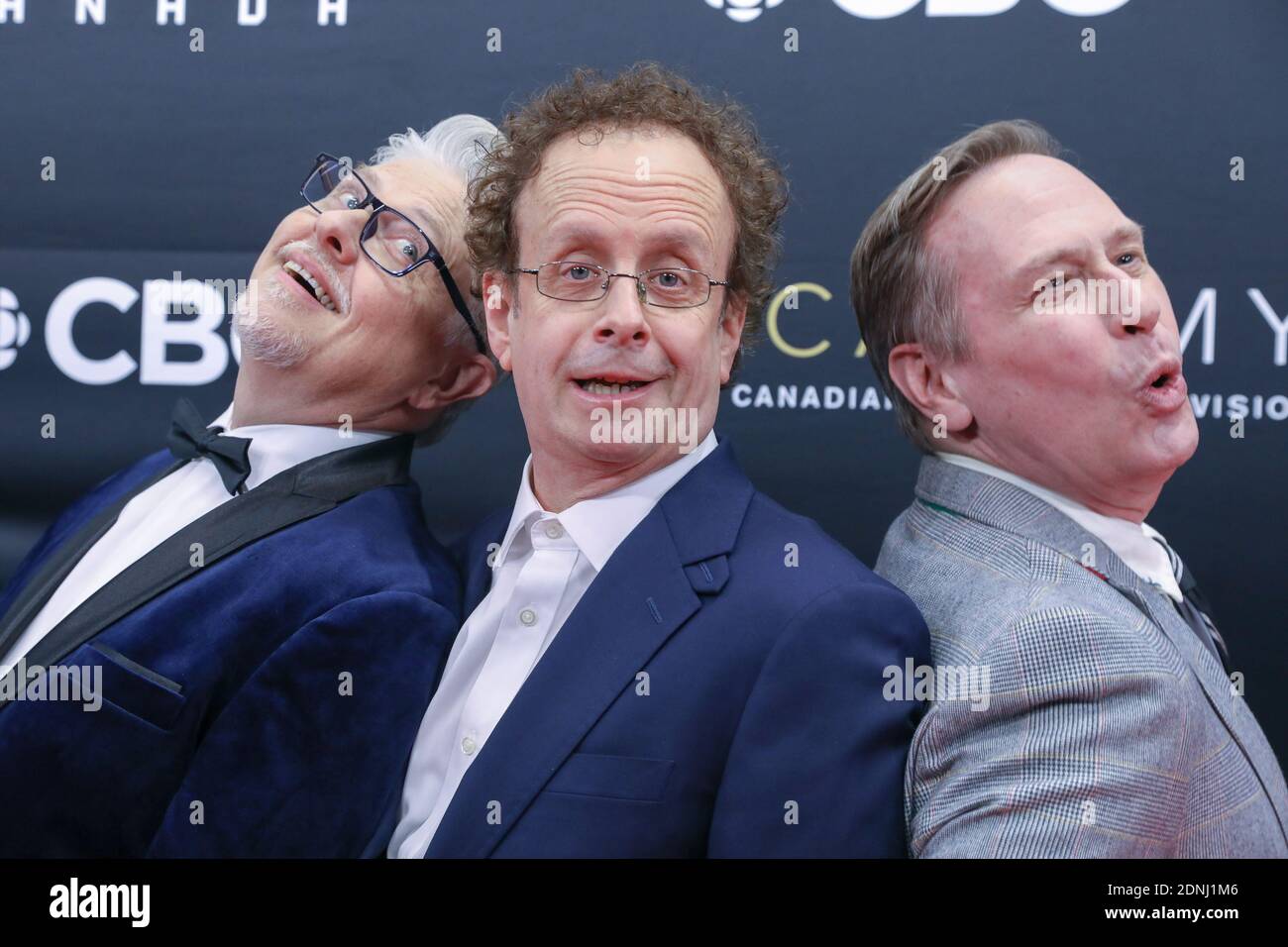 Dave Foley, Kevin McDonald e Scott Thompson frequentano il gala Broadcast dei Canadian Screen Awards 2019 alla Meridian Hall di Toronto. Foto Stock