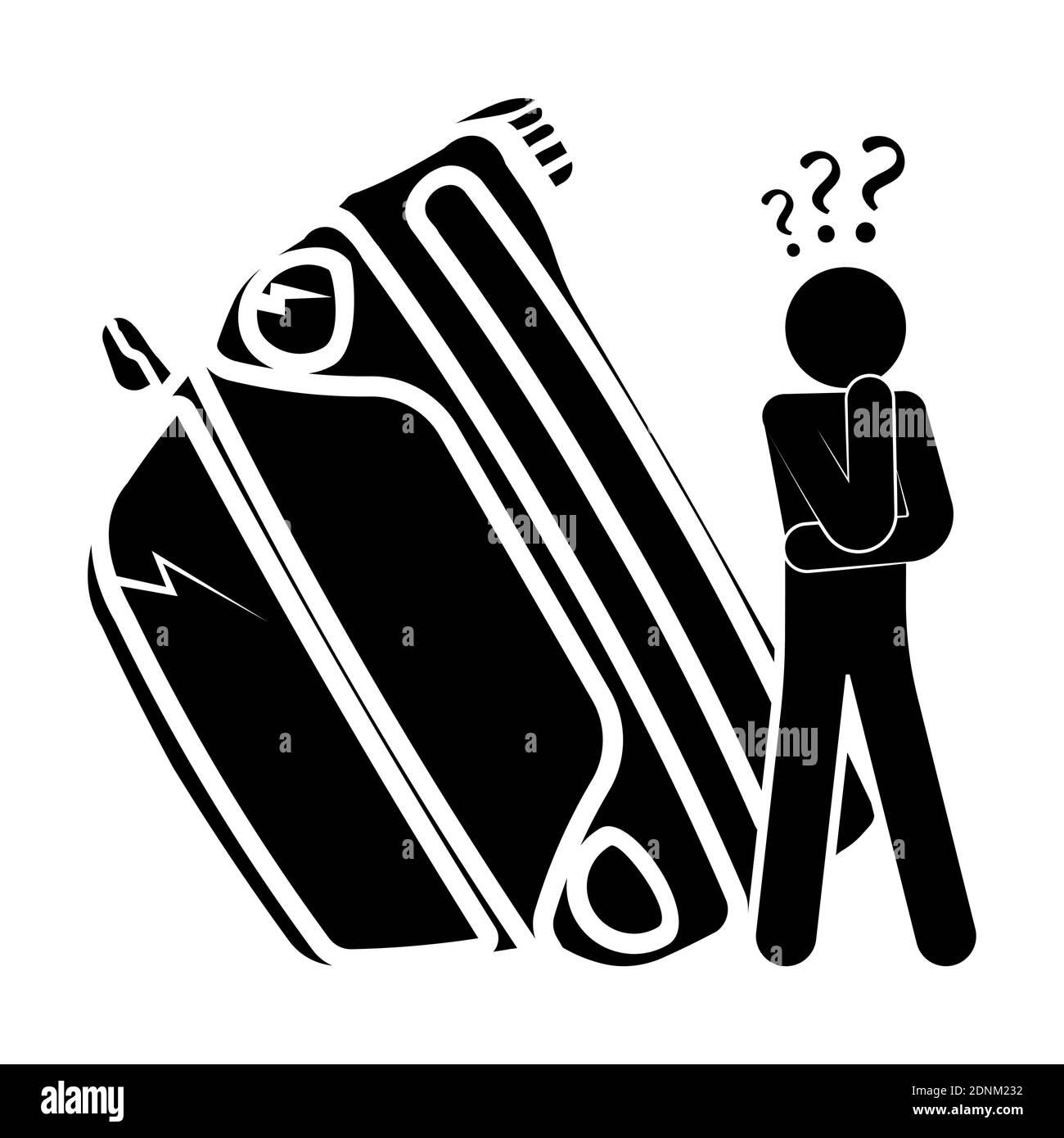 Assicurazione sulla vita e sulle malattie. Incidente, incidente su strada. Bastone uomo non sa cosa fare dopo un incidente d'auto. Collisione di auto su strada. Guida sicura. Ve Illustrazione Vettoriale