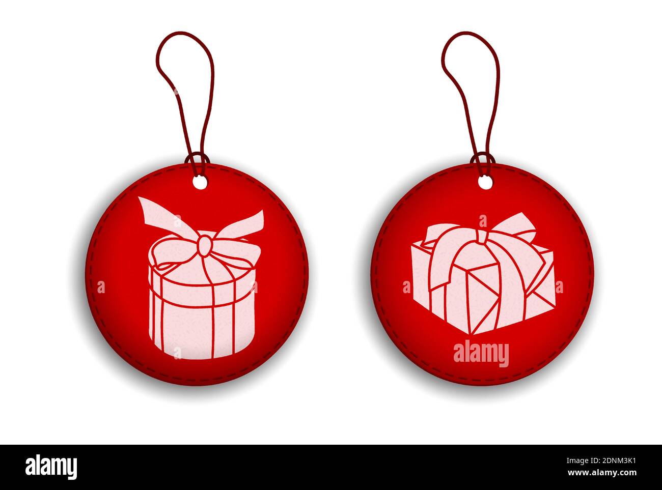 set of red labels, discount tags with gift holiday boxes. Sales and promotions in stores. Black Friday. Vector Illustrazione Vettoriale