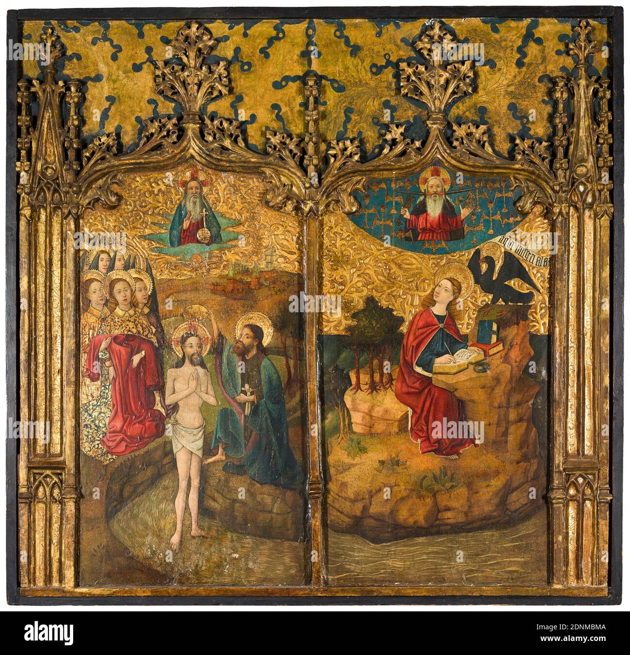 Il Battesimo di Cristo e di San Giovanni, dipinto da artista sconosciuto, intorno al 1450 Foto Stock