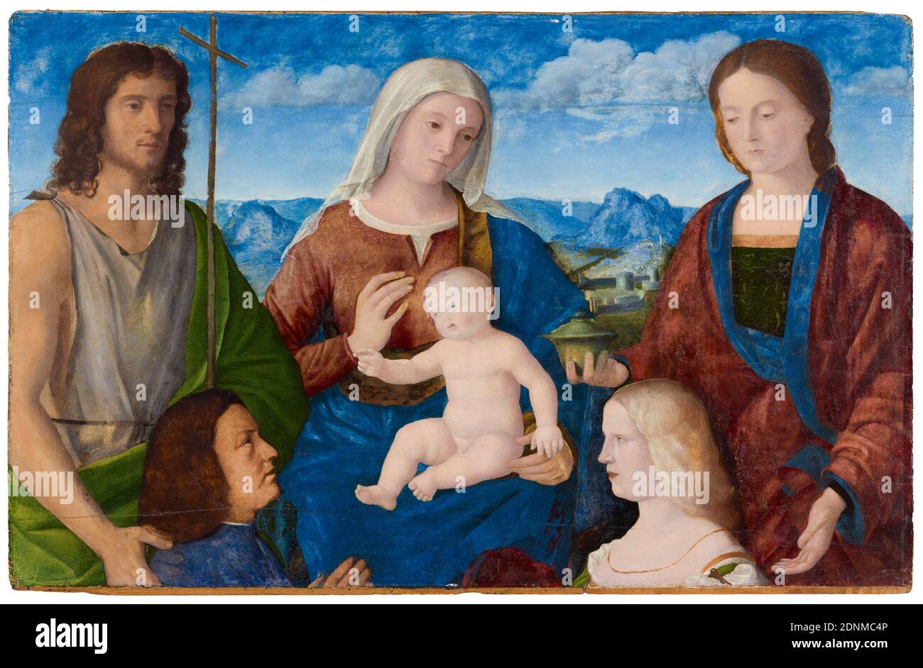 Madonna col Bambino con Santi e donatori, dipinto di Pietro degli Ingannati, circa 1505 Foto Stock