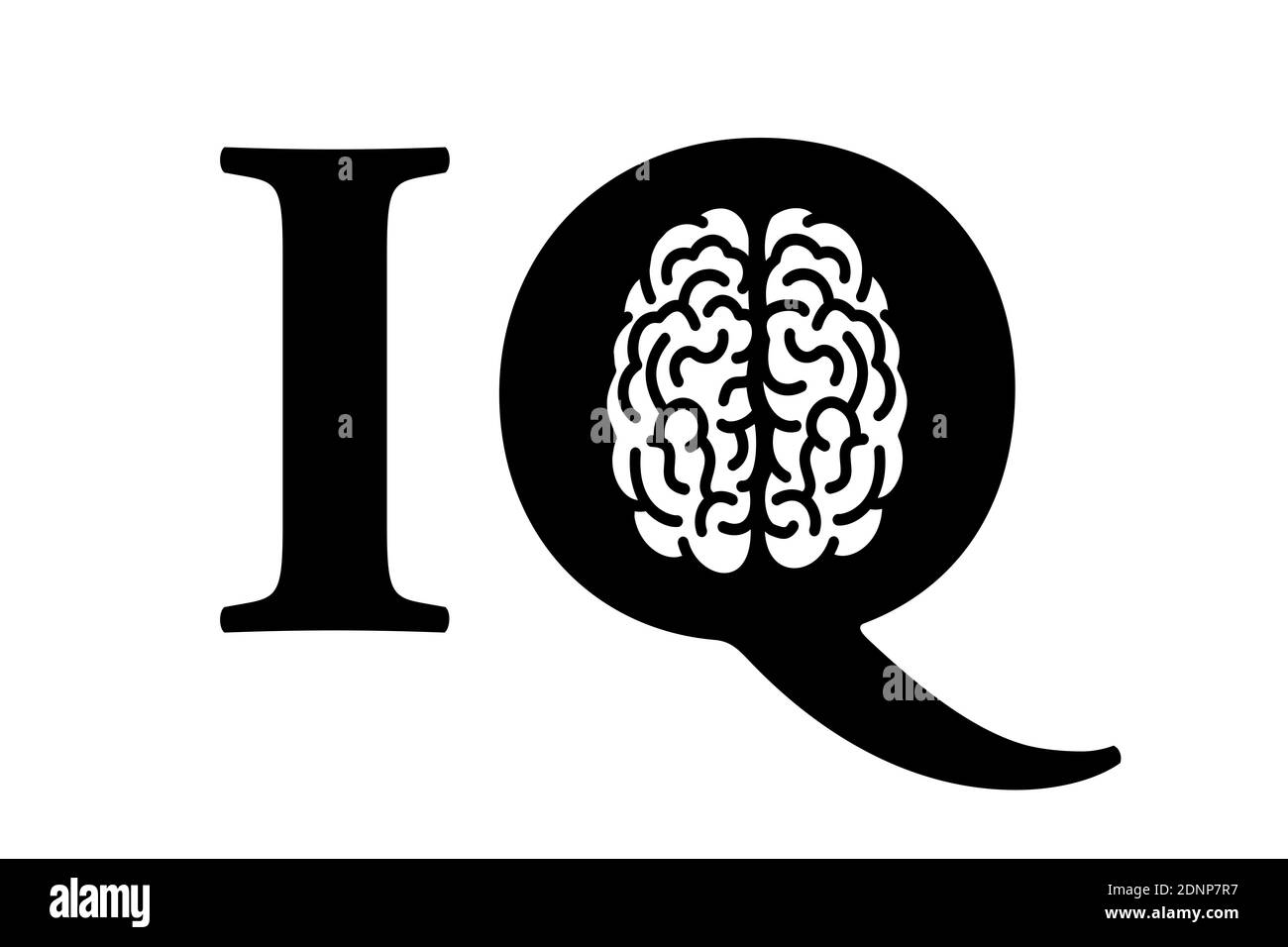 Quoziente di intelligenza - IQ con cervello. La capacità intelletcuale e mentale viene misurata come punteggio Foto Stock