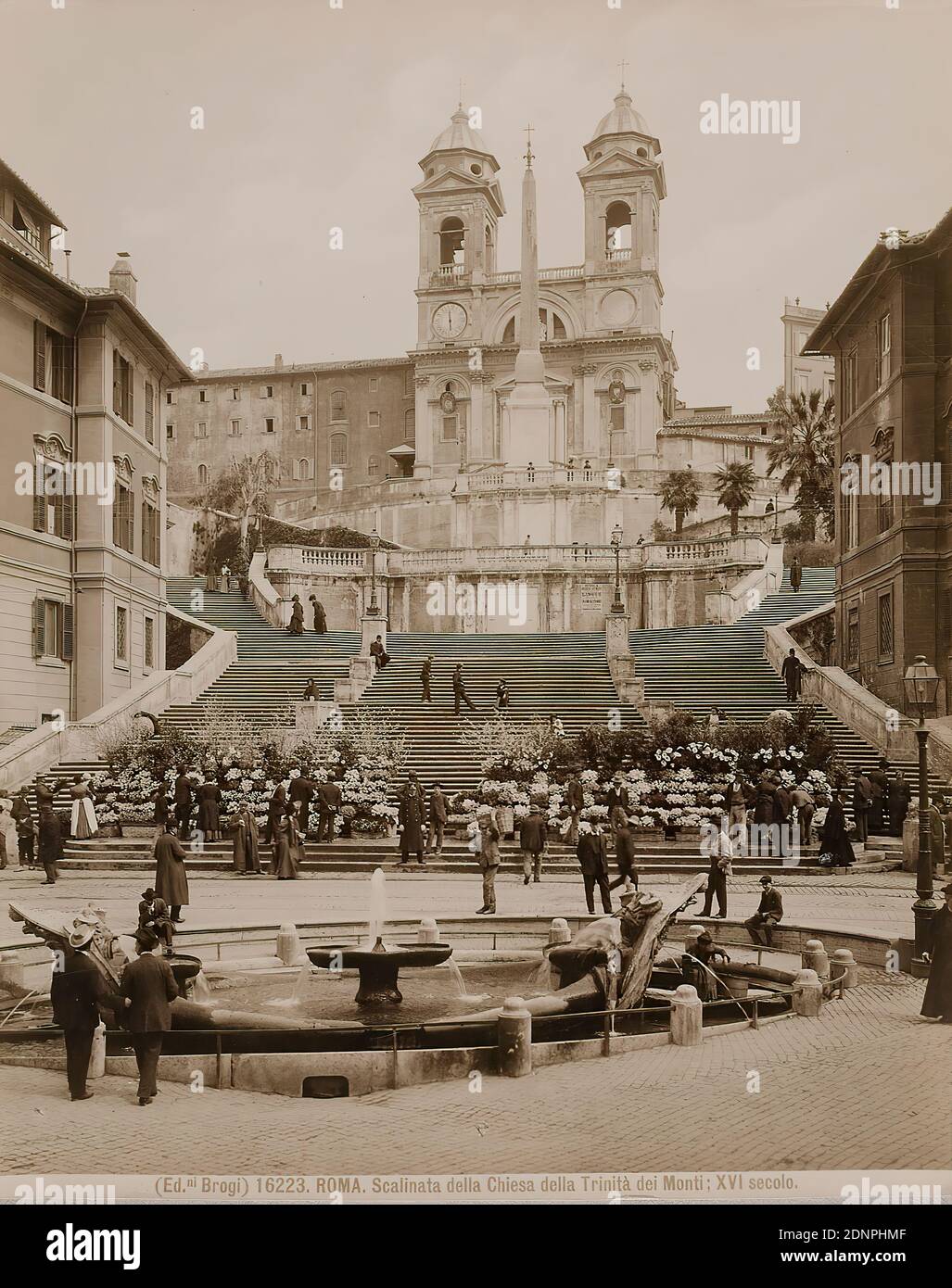 Photo Vintage Rome 1949 - Cycliste à La Trinité Des Monts, Tirage Argentique 30x23 Cm