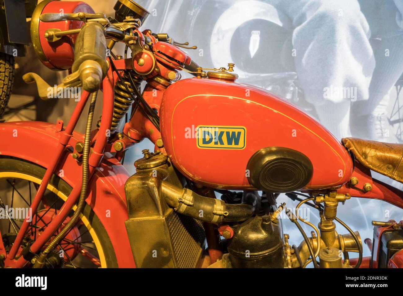 Logotipo di una moto DKW ZSW 500, 1928, PS.SPEICHER Museum, Einbeck, bassa Sassonia, Germania, Europa Foto Stock