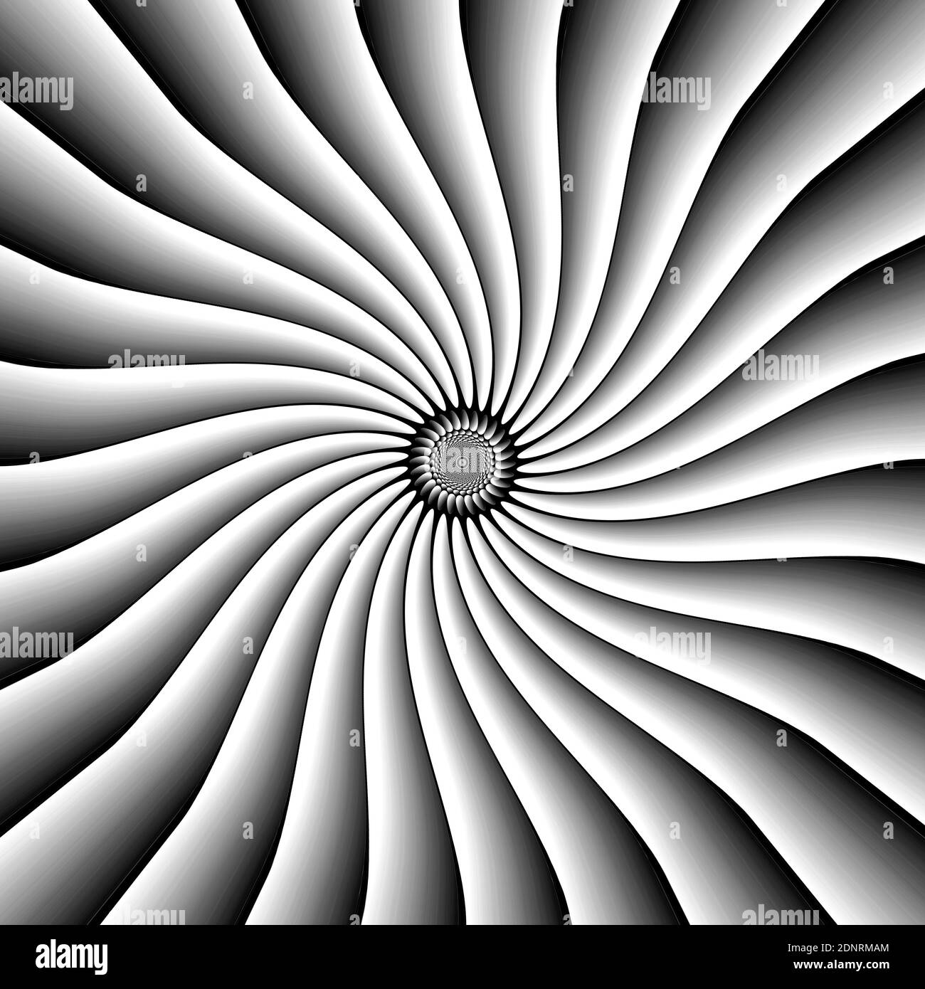Design grafico geometrico monocromatico simile alla turbina del motore. Foto Stock