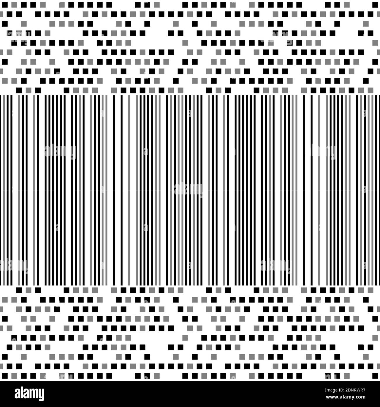 Design line art monocromatico, con quadratini e segmenti di linea. Foto Stock