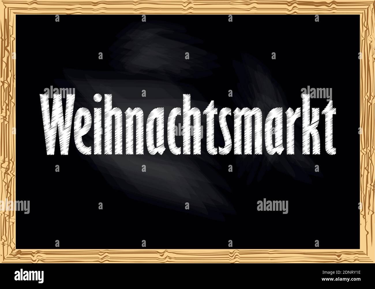 Weihnachtsmarkt - Fiera di Natale in tedesco blackboard avviso illustrazione vettoriale per la progettazione Illustrazione Vettoriale
