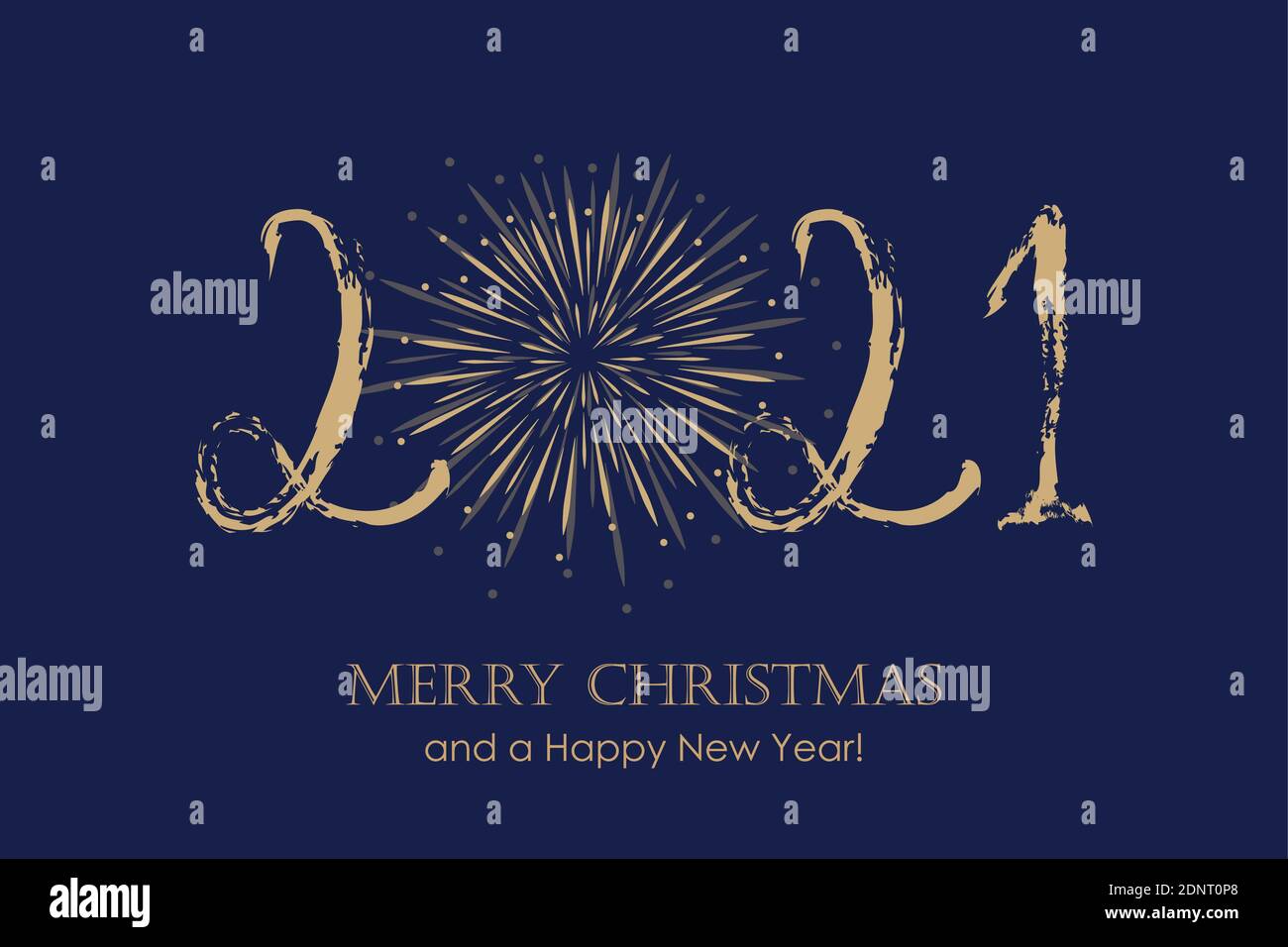 Felice anno nuovo 2021 tipografia con fuochi d'artificio vettore illustrazione EPS10 Illustrazione Vettoriale