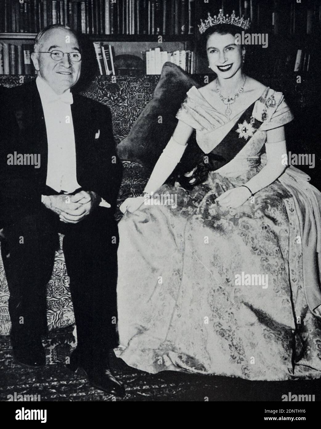 Fotografia della Regina Elisabetta II e del Presidente Harry S. Truman. Foto Stock