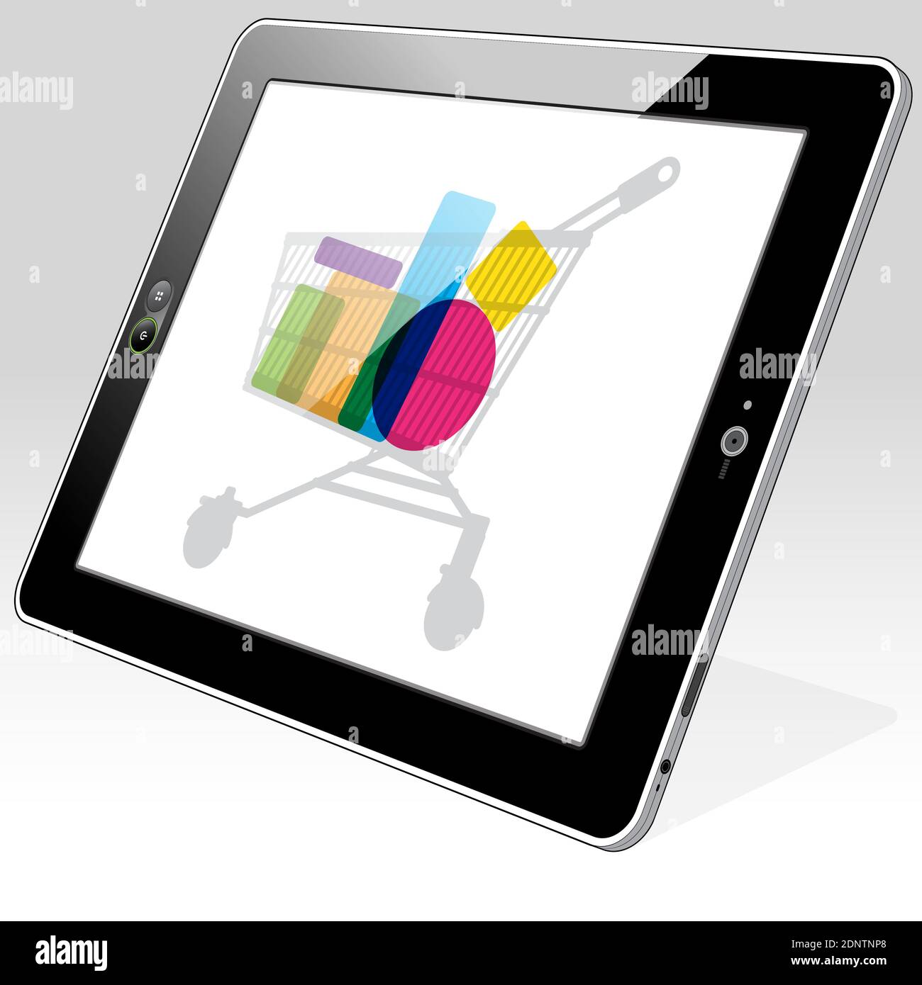 Tablet PC che accede agli acquisti online. Illustrazione Vettoriale Tablet PC che accede agli acquisti online. Illustrazione Vettoriale
