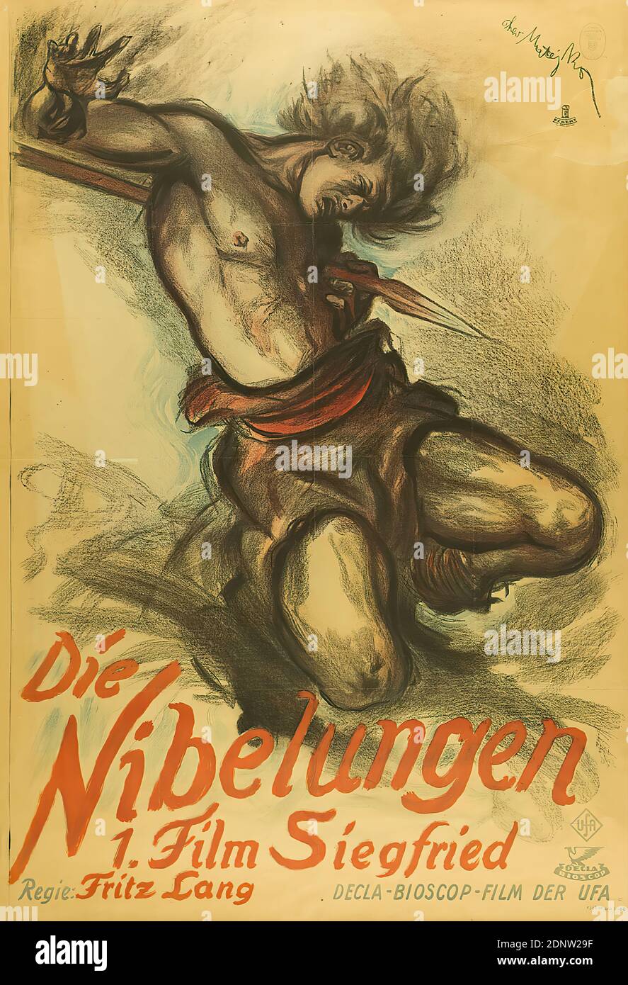 Poster Art Print Eckert, Theo Matejko, il Nibelungen. 1. Pellicola Siegfried, carta, litografia, totale: Altezza: 140 cm; larghezza: 96,5 cm, firmata: In stampa o. r.: Theo Matejko, poster, attore di film, attrice, Nibelungen Foto Stock