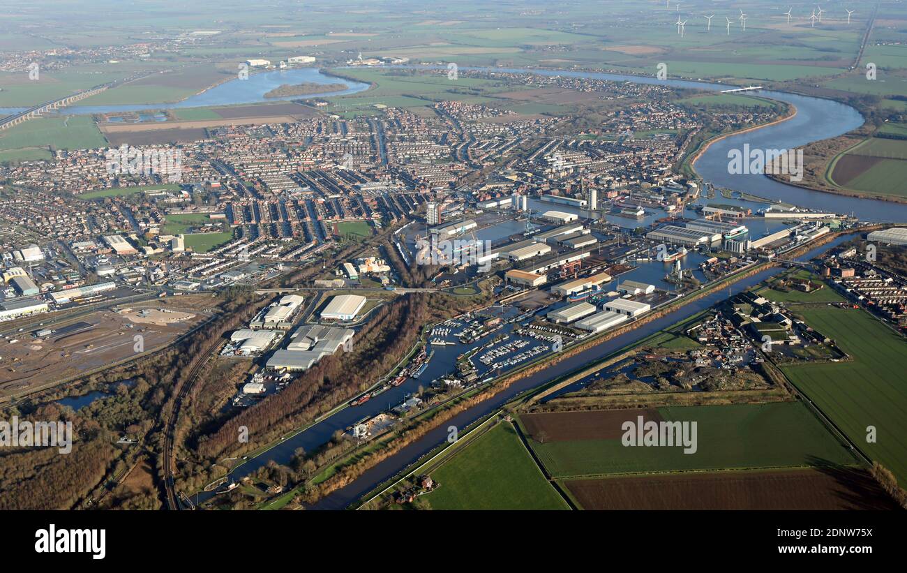 Veduta aerea di Goole nello Yorkshire orientale, Regno Unito Foto Stock