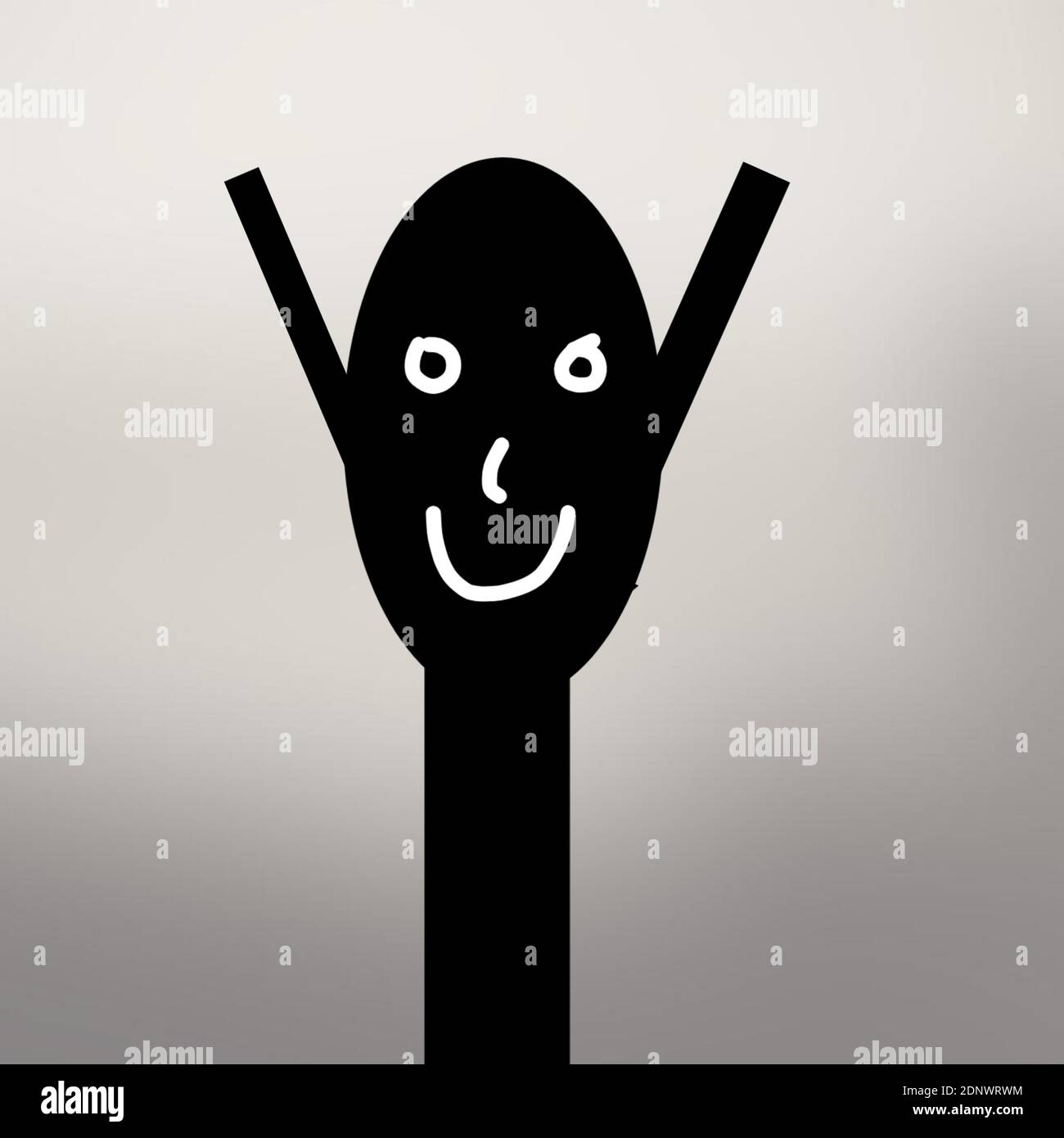 cartoon 2d con faccia realizzata con l'aiuto dell'editing e della formattazione grafica. Foto Stock