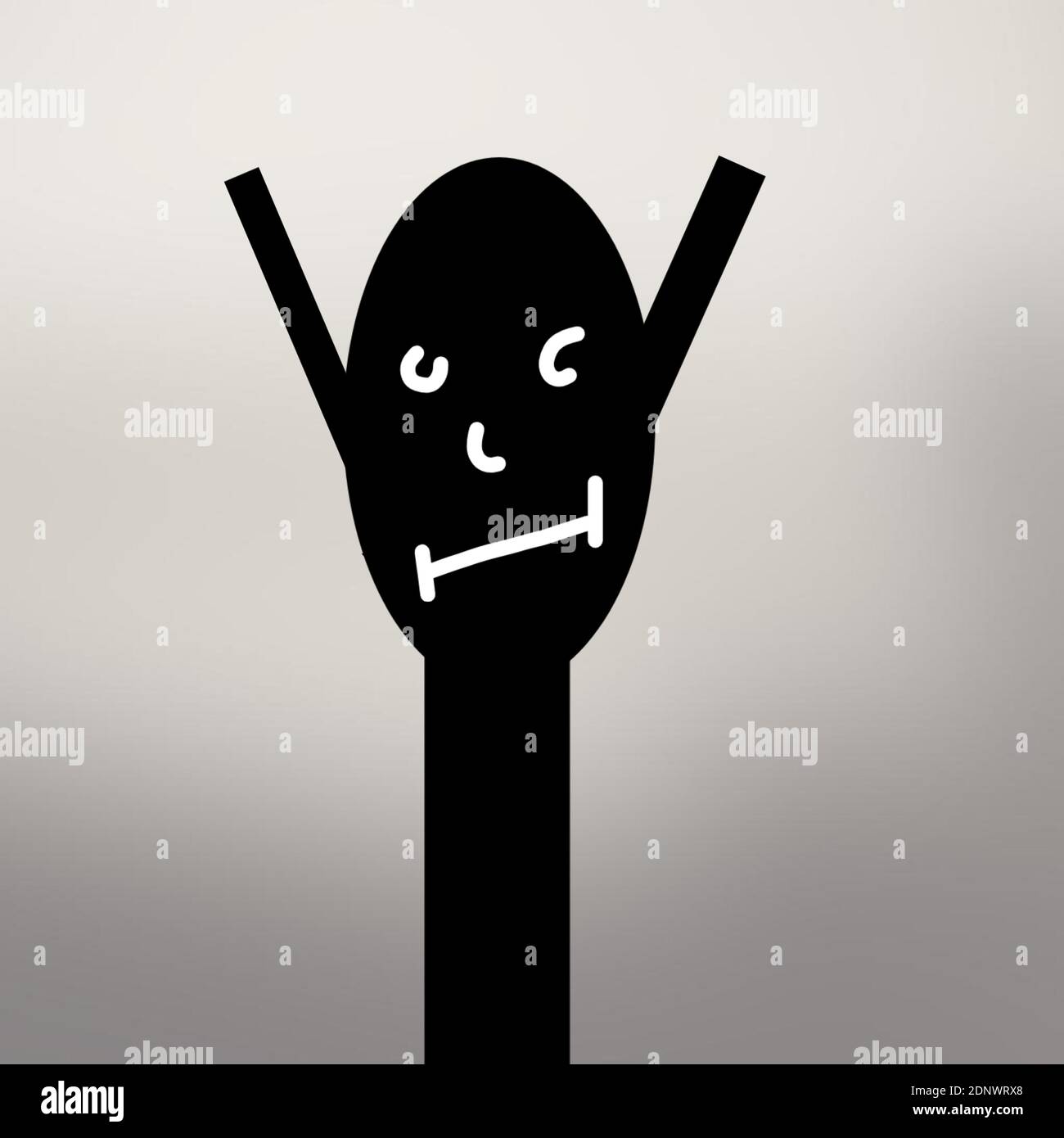 cartoon 2d con faccia realizzata con l'aiuto dell'editing e della formattazione grafica. Foto Stock