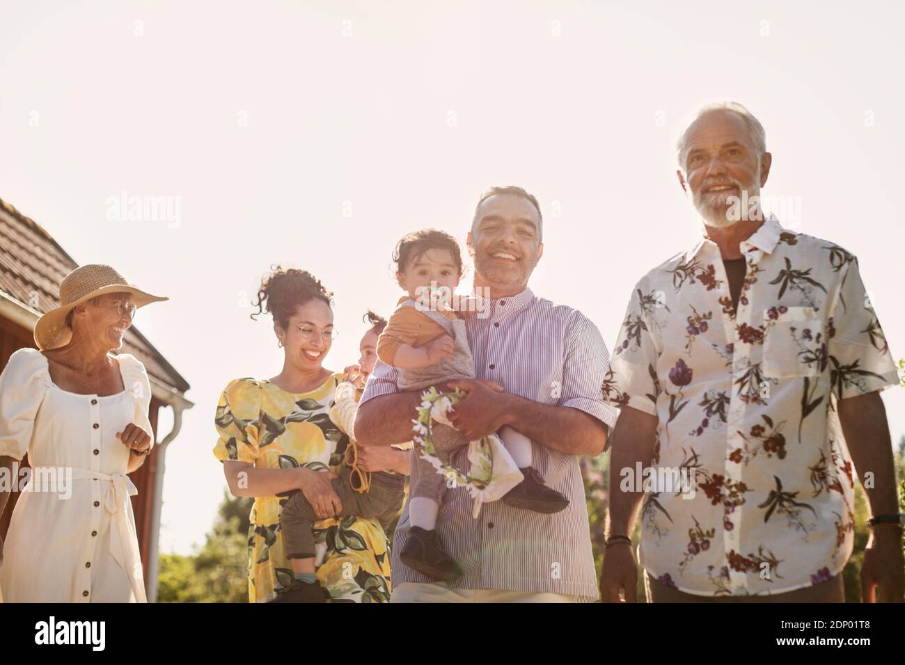 Famiglia di tre generazioni insieme Foto Stock