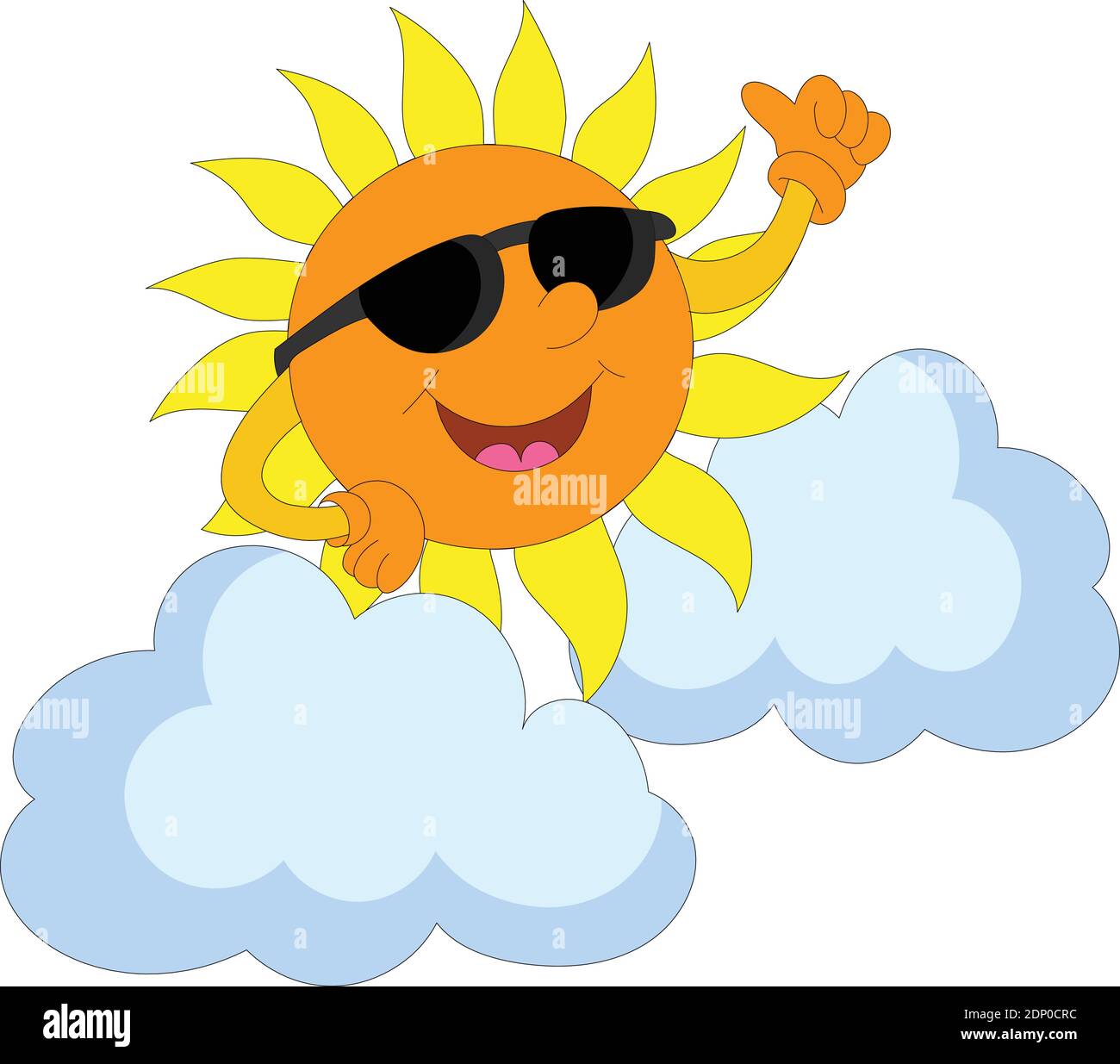 Sole con occhiali da sole e Cloud , Hot Concept Logo Vector Illustration Illustrazione Vettoriale