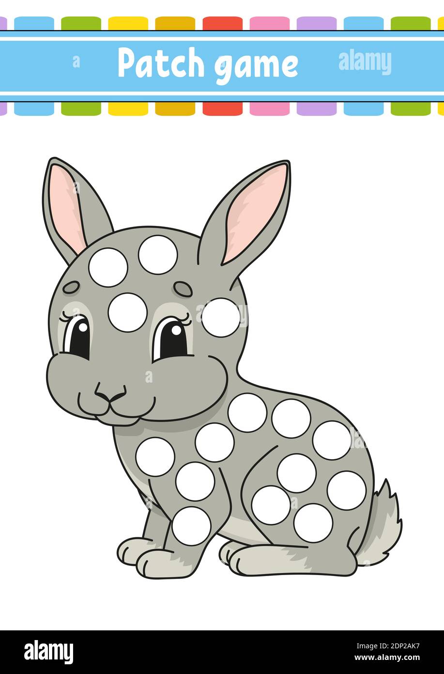 Patch game per bambini. Faccia una pagina di colorazione del punto. Foglio di lavoro per attività didattiche per bambini e bambini. Illustrazione vettoriale isolata. Stile cartone animato Illustrazione Vettoriale