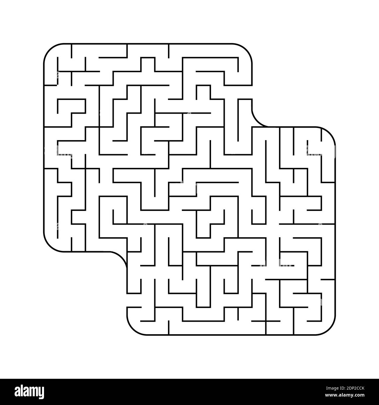 Labirinto quadrato astratto. Gioco per bambini. Puzzle per bambini. Labirinto enigma. Immagine vettoriale piatta isolata su sfondo bianco Illustrazione Vettoriale