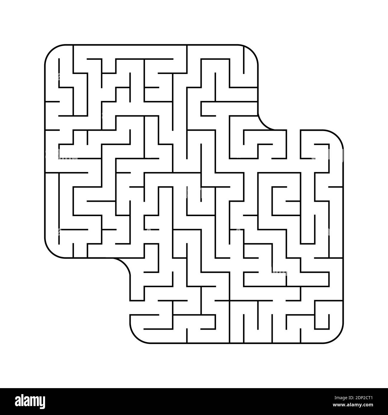 Labirinto quadrato astratto. Gioco per bambini. Puzzle per bambini. Labirinto enigma. Immagine vettoriale piatta isolata su sfondo bianco Illustrazione Vettoriale